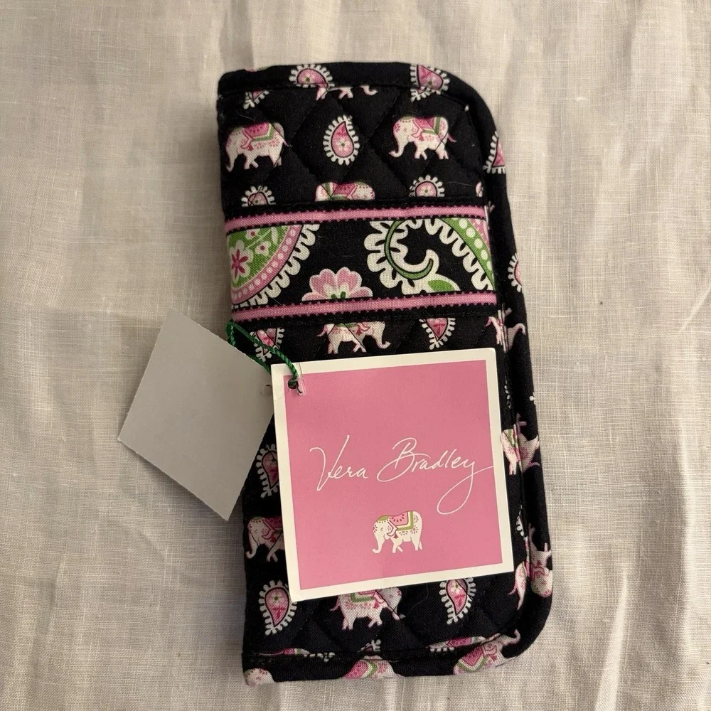 Vera Bradley Pink Elephants Black Eyeglass Case Retired NEW W tags Charming Pink